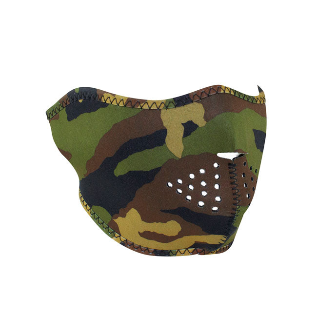 ZAN Headgear Neoprene Half Mask Woodland Camo
