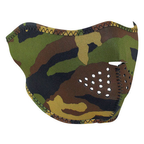 ZAN Headgear Neoprene Half Mask Woodland Camo - product view