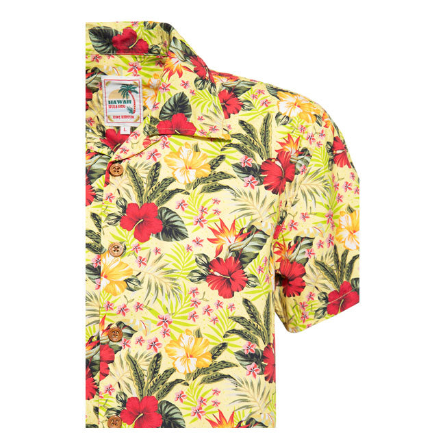 King Kerosin Aop Tropical Hawaiian Style Shirt Blazing Yellow