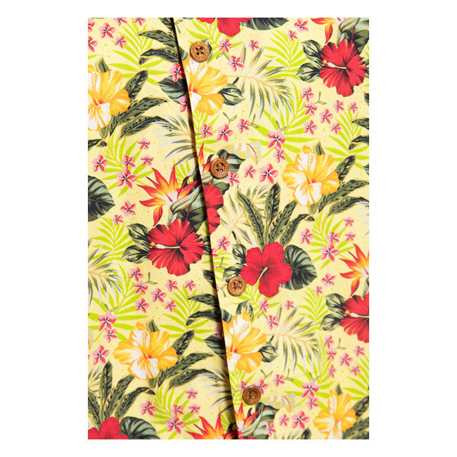 King Kerosin Aop Tropical Hawaiian Style Shirt Blazing Yellow