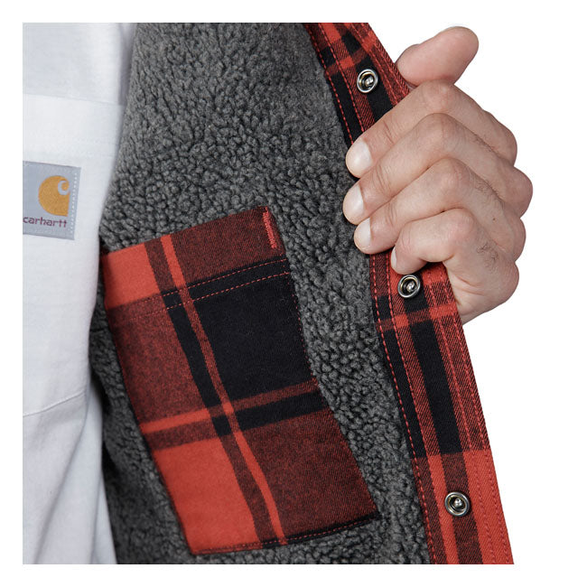 Carhartt Flannel Sherpa-Lined Shirt Red Ochre