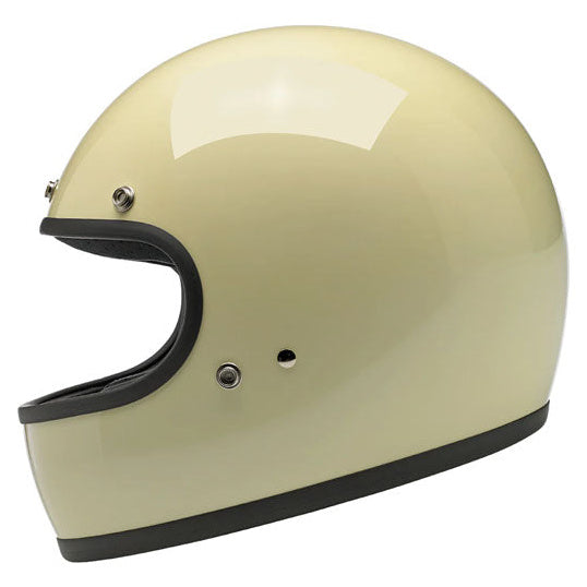 Biltwell Gringo Gloss Vintage White full-face motorcycle helmet, right-side view
