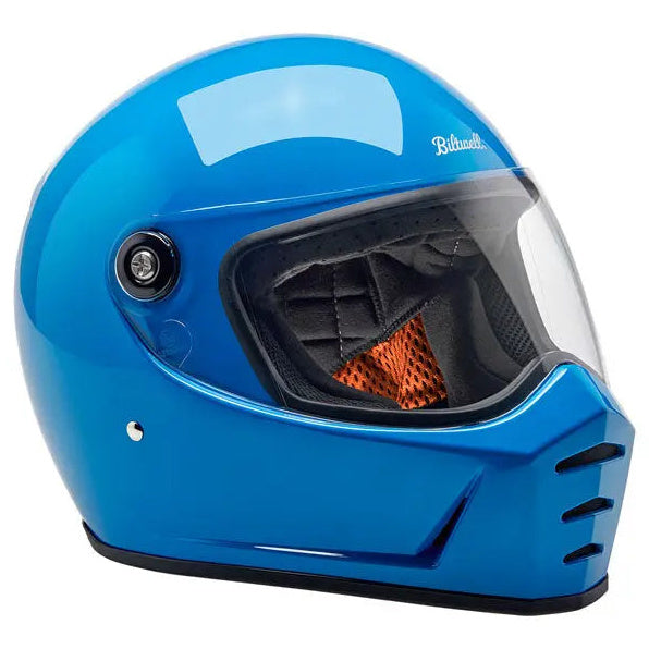 Biltwell Lane Splitter Tahoe Blue - right-front view with visor closed