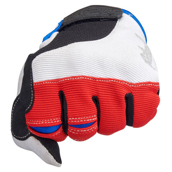 Biltwell Moto Gloves Red / White / Blue - side profile