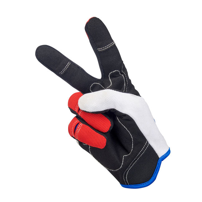 Biltwell Moto Gloves Red / White / Blue