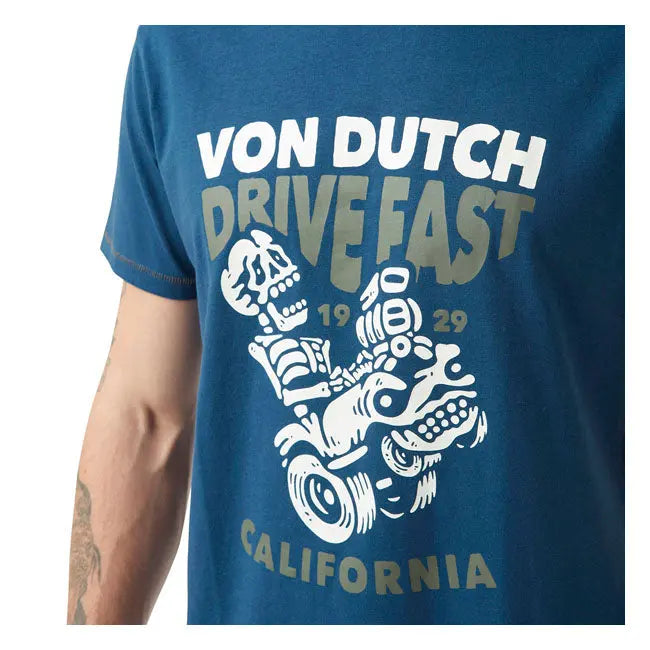 Von Dutch Drive T-Shirt Blue / White FREE UK Delivery, FREE 365 Day Returns | Moto Central