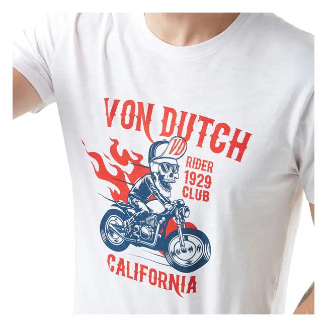 Von Dutch Slub T-Shirt White / Red FREE UK Delivery, FREE 365 Day Returns | Moto Central