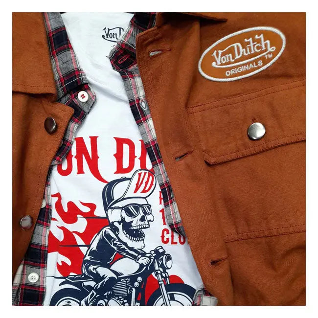 Von Dutch Slub T-Shirt White / Red FREE UK Delivery, FREE 365 Day Returns | Moto Central