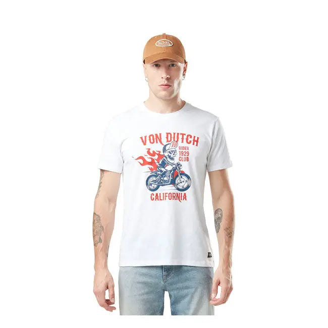 Von Dutch Slub T-Shirt White / Red FREE UK Delivery, FREE 365 Day Returns | Moto Central