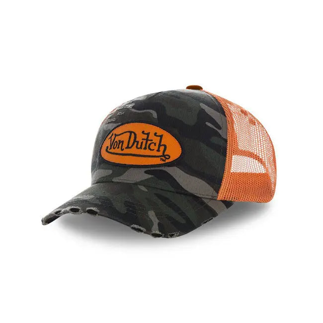 Von Dutch Heritage Cap Camou Orange Patch / Net FREE UK Delivery, FREE 365 Day Returns | Moto Central