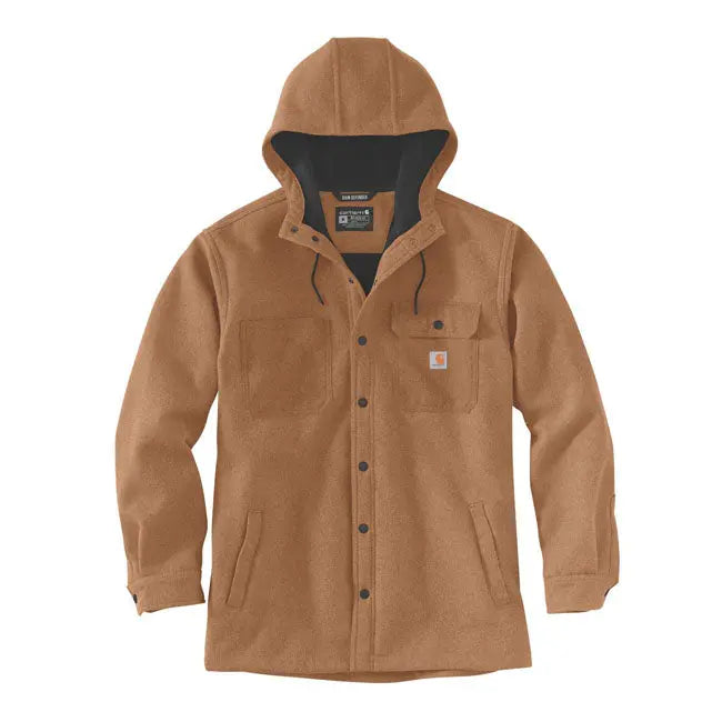 Carhartt Wind & Rain Bonded Shirt Jacket Oiled Walnut Heather - FREE UK Shipping, FREE 365 Day Returns | Moto Central