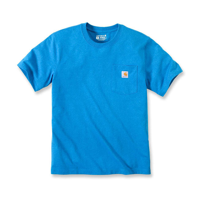 Carhartt K87 Pocket Short Sleeves T-Shirt Marine Blue Heather - FREE UK Shipping, FREE 365 Day Returns | Moto Central