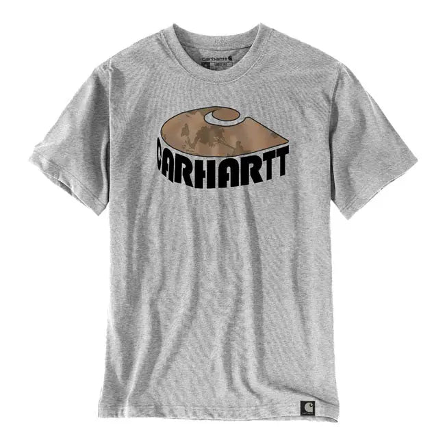 Carhartt Camo C Graphic Short Sleeves T-Shirt Heather Grey - FREE UK Shipping, FREE 365 Day Returns | Moto Central