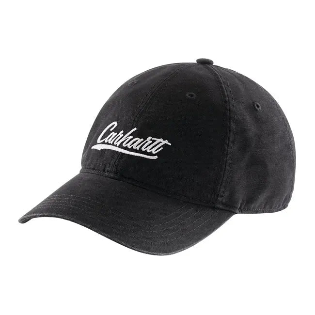 Carhartt Canvas Script Graphic Cap Black - FREE UK Shipping, FREE 365 Day Returns | Moto Central