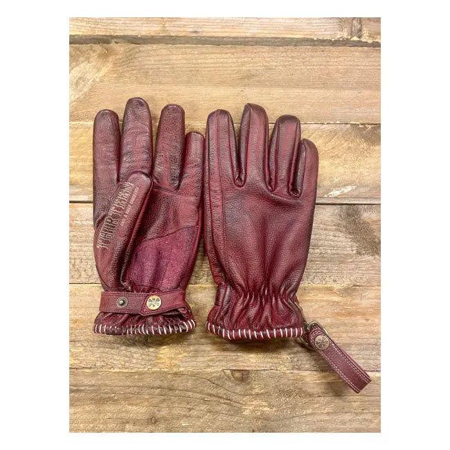 13 And A Half Magazine Loud Ride Leather Gloves Burgundy FREE UK Delivery, FREE 365 Day Returns | Moto Central