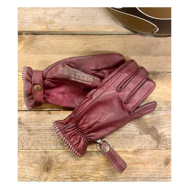 13 And A Half Magazine Loud Ride Leather Gloves Burgundy FREE UK Delivery, FREE 365 Day Returns | Moto Central