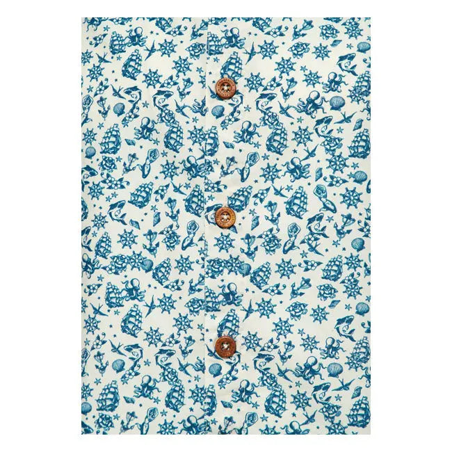 King Kerosin Vintage Sea Pattern T-Shirt Off-White FREE UK Delivery, FREE 365 Day Returns | Moto Central