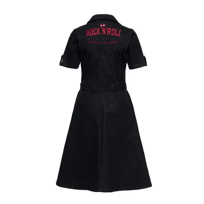 King Kerosin Queen Kerosin Rock N Roll Rebel Queens Retro Ladies Denim Dress Black FREE UK Delivery, FREE 365 Day Returns | Moto Central