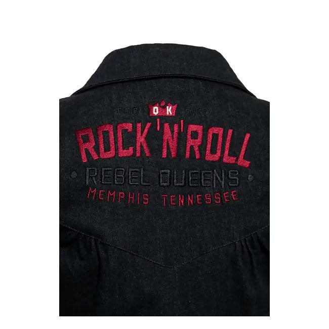 King Kerosin Queen Kerosin Rock N Roll Rebel Queens Retro Ladies Denim Dress Black FREE UK Delivery, FREE 365 Day Returns | Moto Central