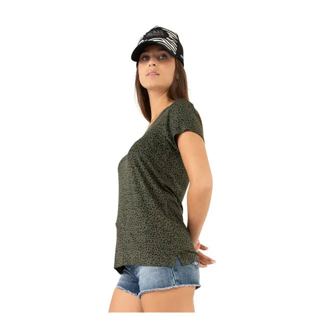Von Dutch Fluide Ladies T-Shirt Green FREE UK Delivery, FREE 365 Day Returns | Moto Central