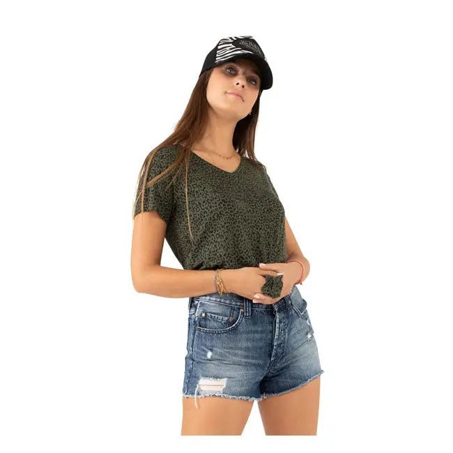 Von Dutch Fluide Ladies T-Shirt Green FREE UK Delivery, FREE 365 Day Returns | Moto Central