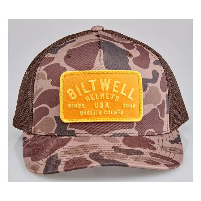 Biltwell Bark Snap Back Cap Brown Camo - FREE UK Shipping, FREE 365 Day Returns | Moto Central