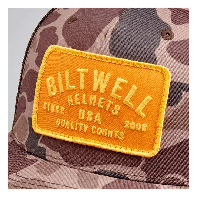 Biltwell Bark Snap Back Cap Brown Camo - FREE UK Shipping, FREE 365 Day Returns | Moto Central