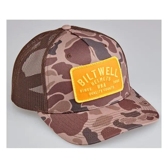 Biltwell Bark Snap Back Cap Brown Camo  - FREE UK Shipping, FREE 365 Day Returns | Moto Central