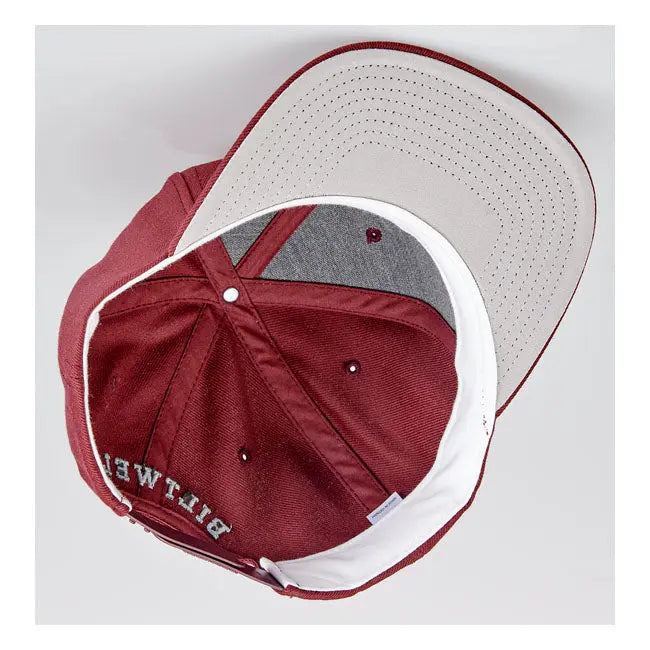 Biltwell Script B Cap Maroon - FREE UK Shipping, FREE 365 Day Returns | Moto Central