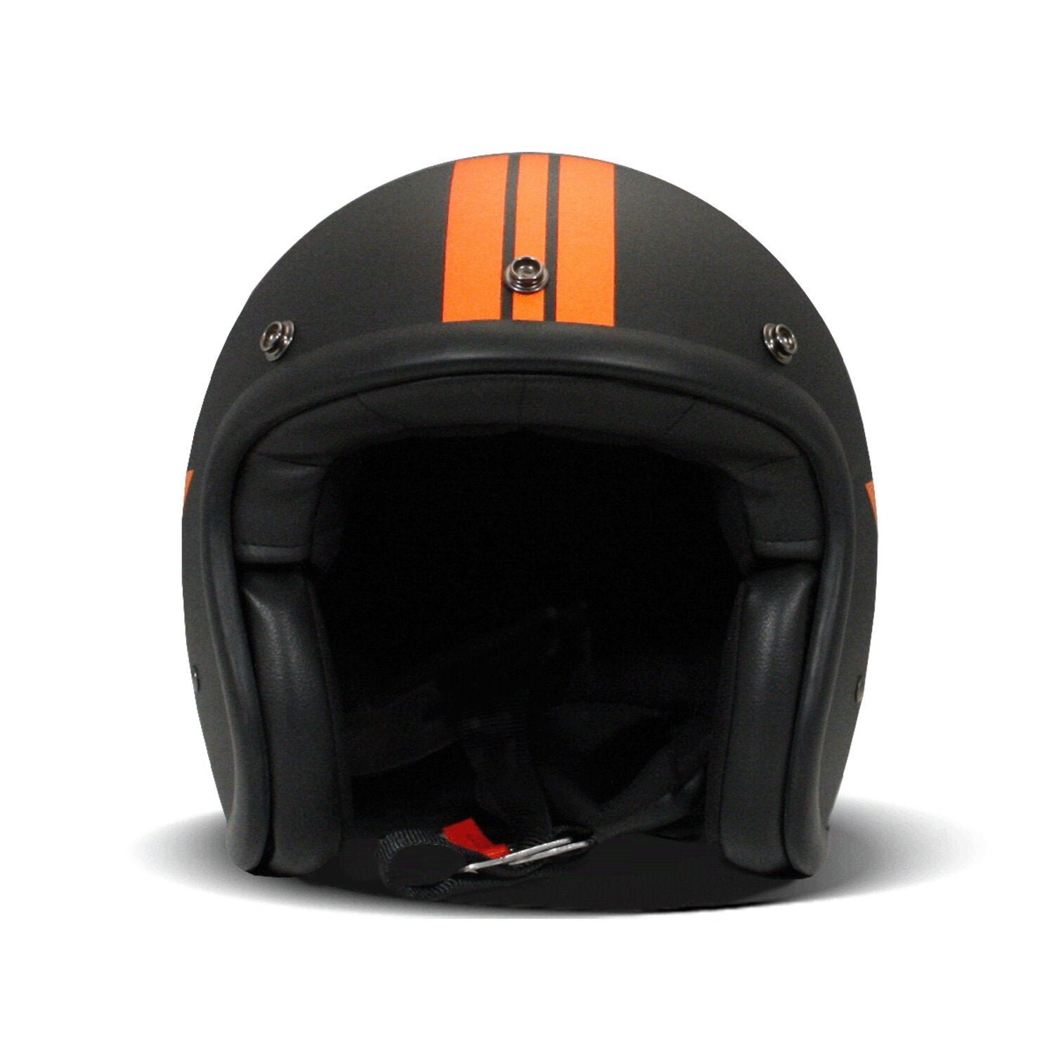 DMD Retro Jet Star Orange open-face motorcycle helmet, front view