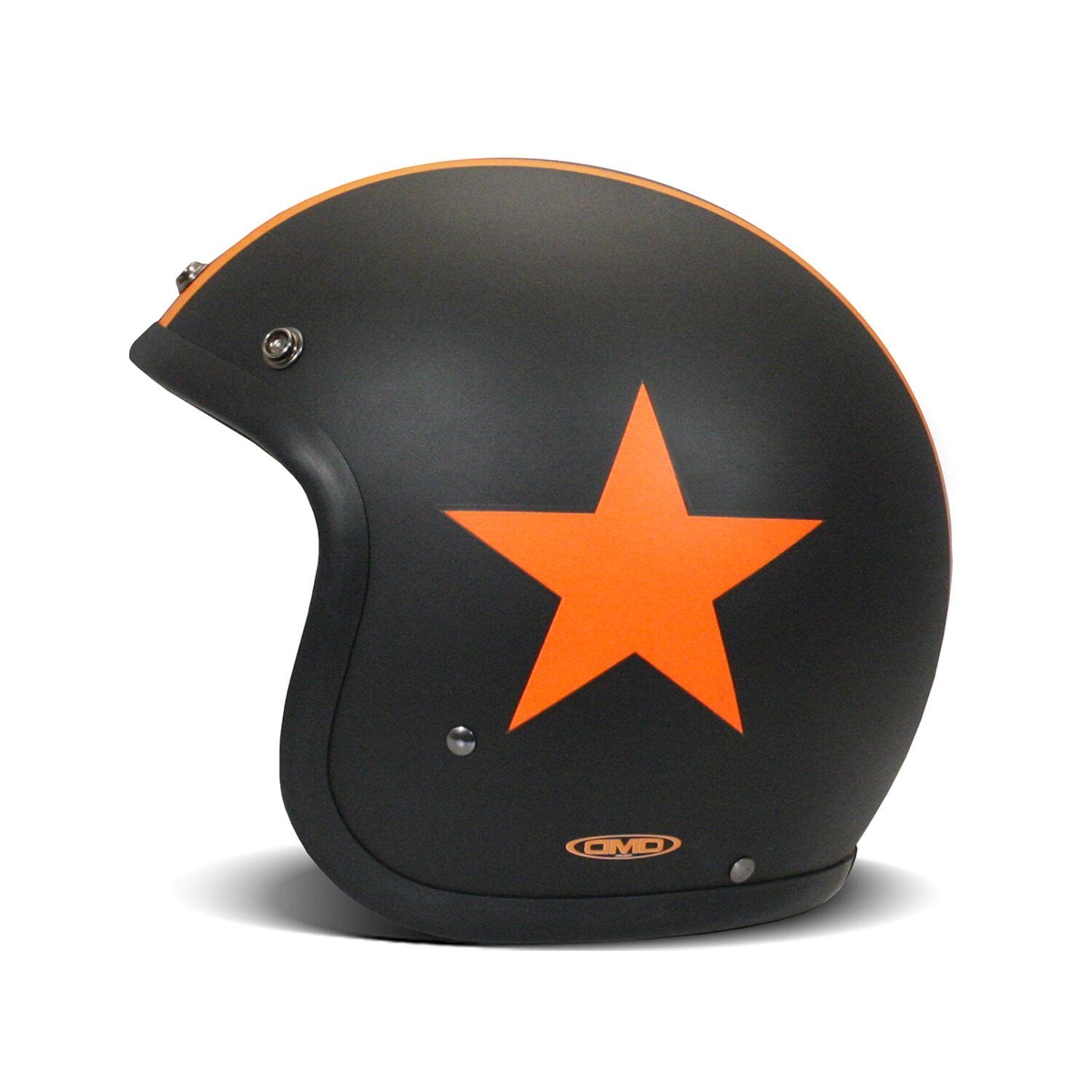 DMD Retro Jet Star Orange open-face motorcycle helmet, right side view