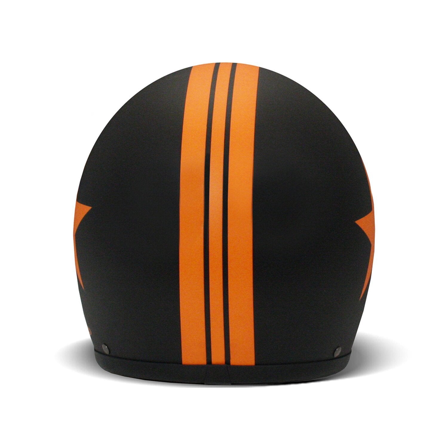 DMD Retro Jet Star Orange open-face motorcycle helmet, rear view