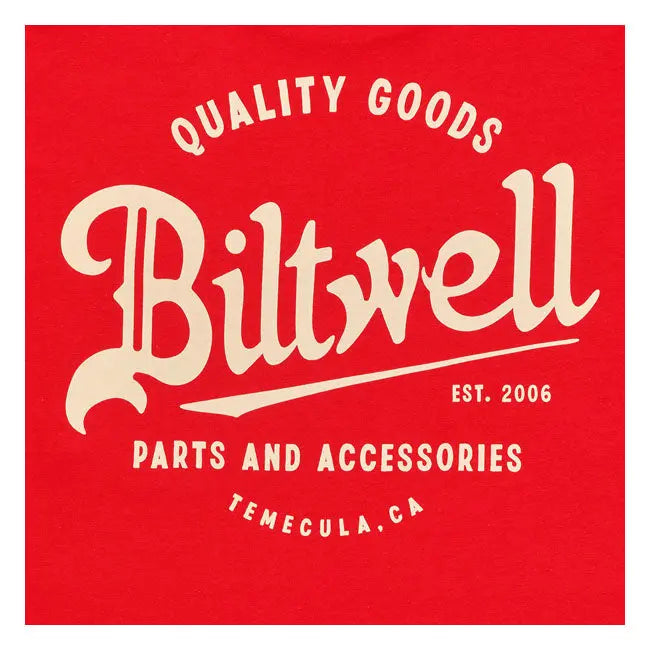 Biltwell Quality Goods Pocket T-Shirt Bright Red - FREE UK Shipping, FREE 365 Day Returns | Moto Central