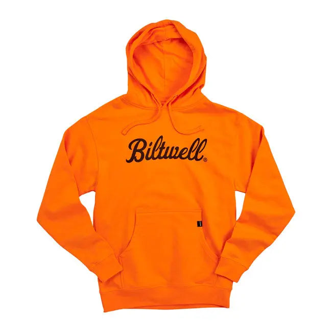 Biltwell Script Pullover Hoodie Hi-Vis Orange - FREE UK Shipping, FREE 365 Day Returns | Moto Central