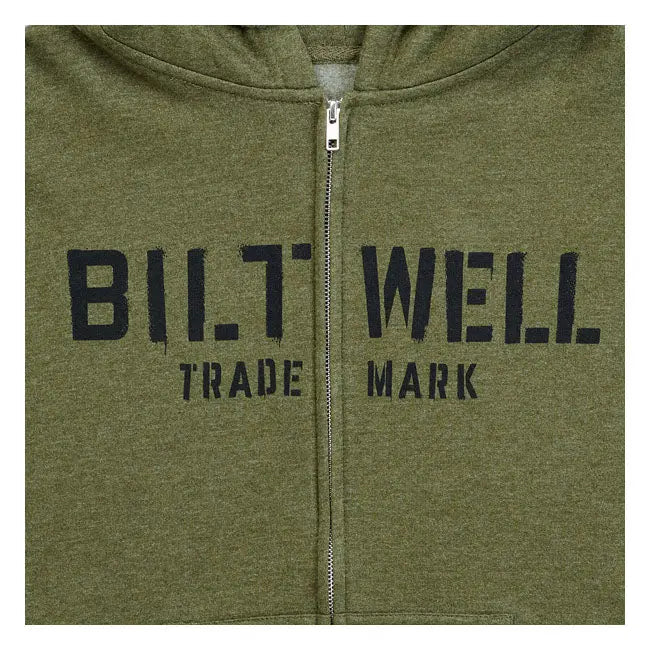 Biltwell Stencip Zip Hoodie Green - FREE UK Shipping, FREE 365 Day Returns | Moto Central