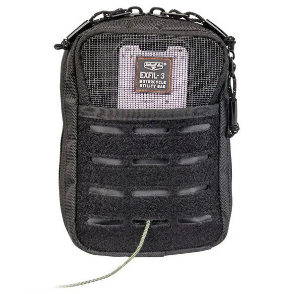 Biltwell Exfil-3 Bag Black - front view with power cable