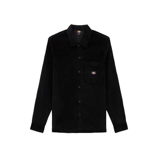 Dickies Corduroy Shirt Black  - FREE UK Shipping, FREE 365 Day Returns | Moto Central