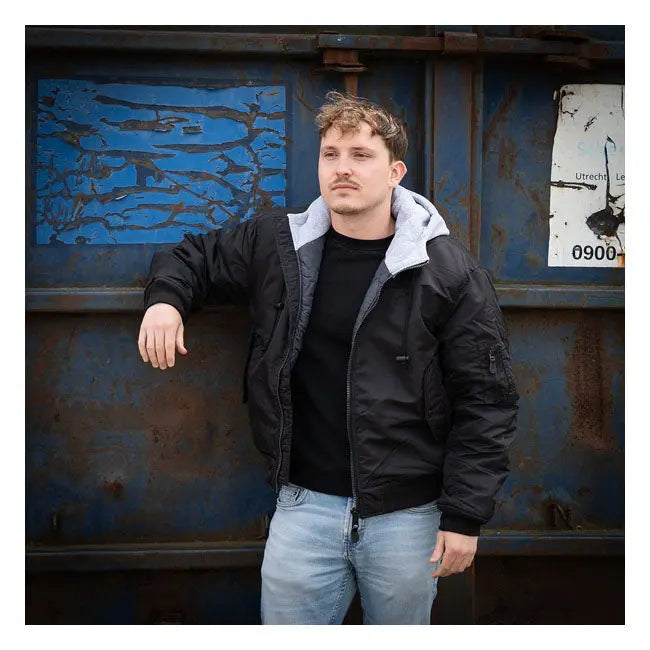Army Surplus MA-1 Hooded Bomber Jacket Black FREE UK Delivery, FREE 365 Day Returns | Moto Central