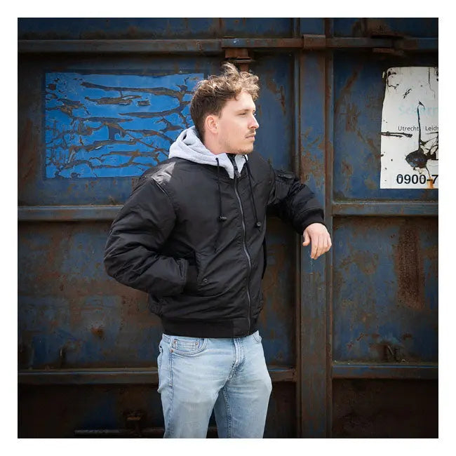 Army Surplus MA-1 Hooded Bomber Jacket Black FREE UK Delivery, FREE 365 Day Returns | Moto Central