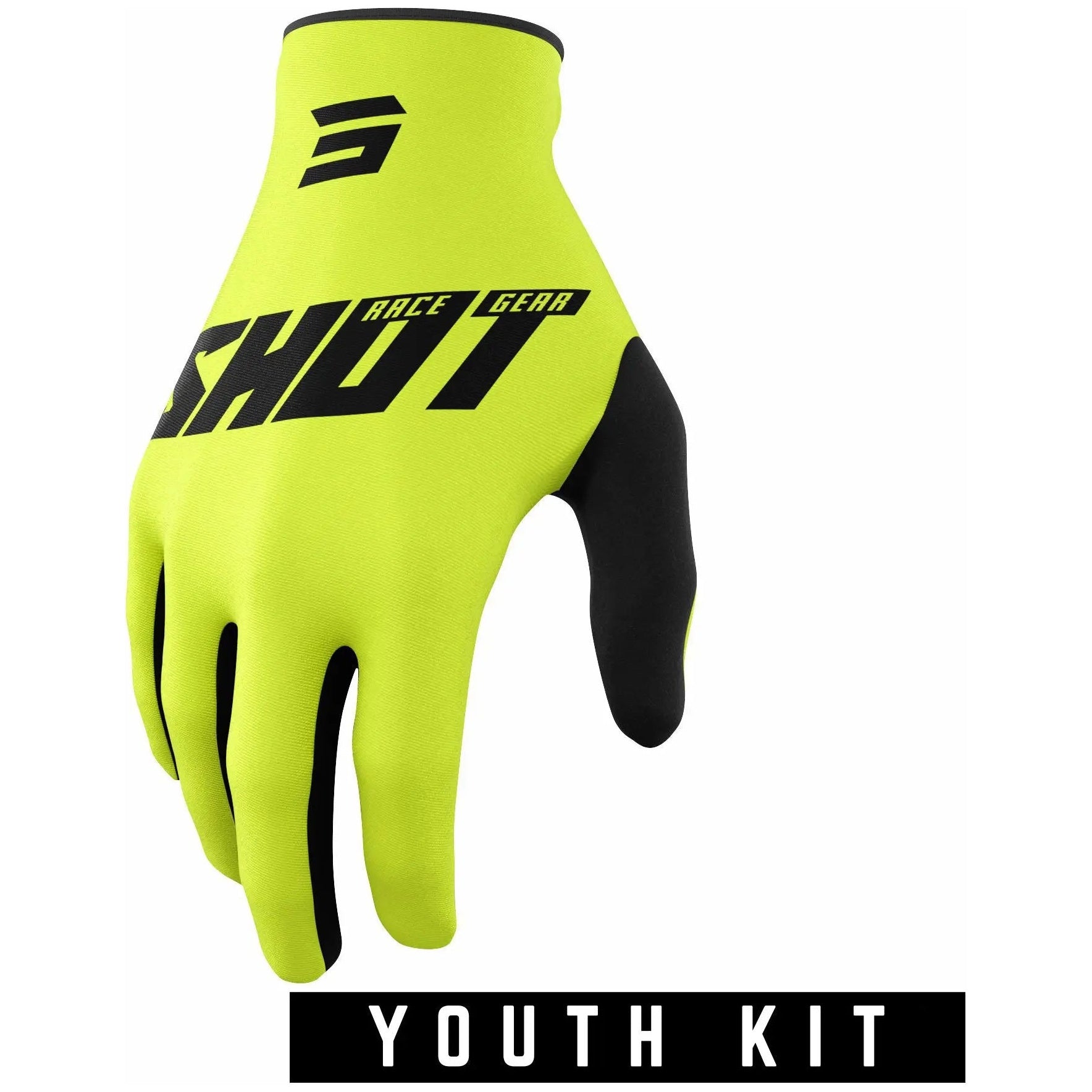 Shot Raw Youth Gloves Burst Neon Yellow - FREE UK Shipping, FREE 365 Day Returns | Moto Central