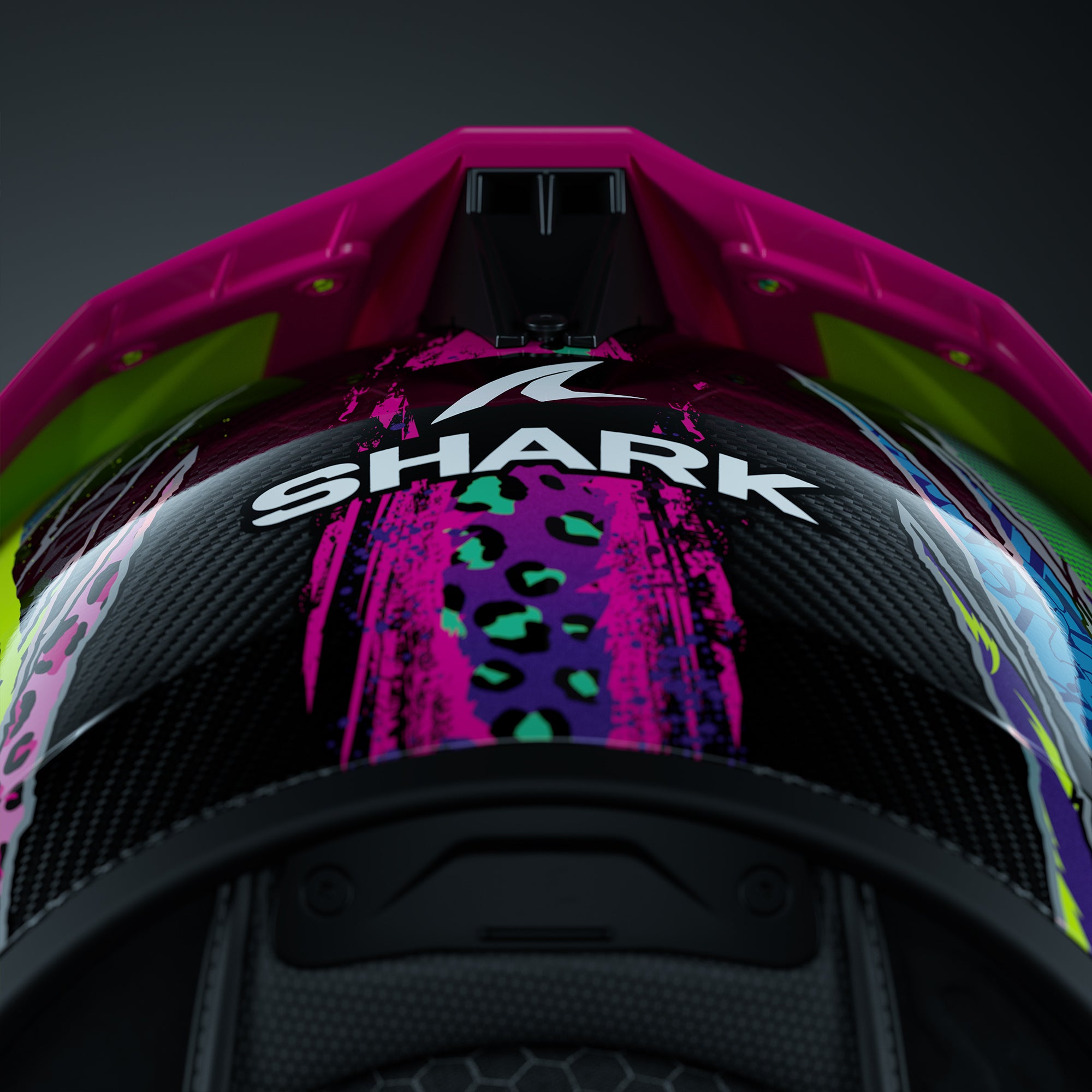 Shark Aeron Fawn Carbon / Violet / Yellow - FREE UK Shipping, FREE 365 Day Returns | Moto Central