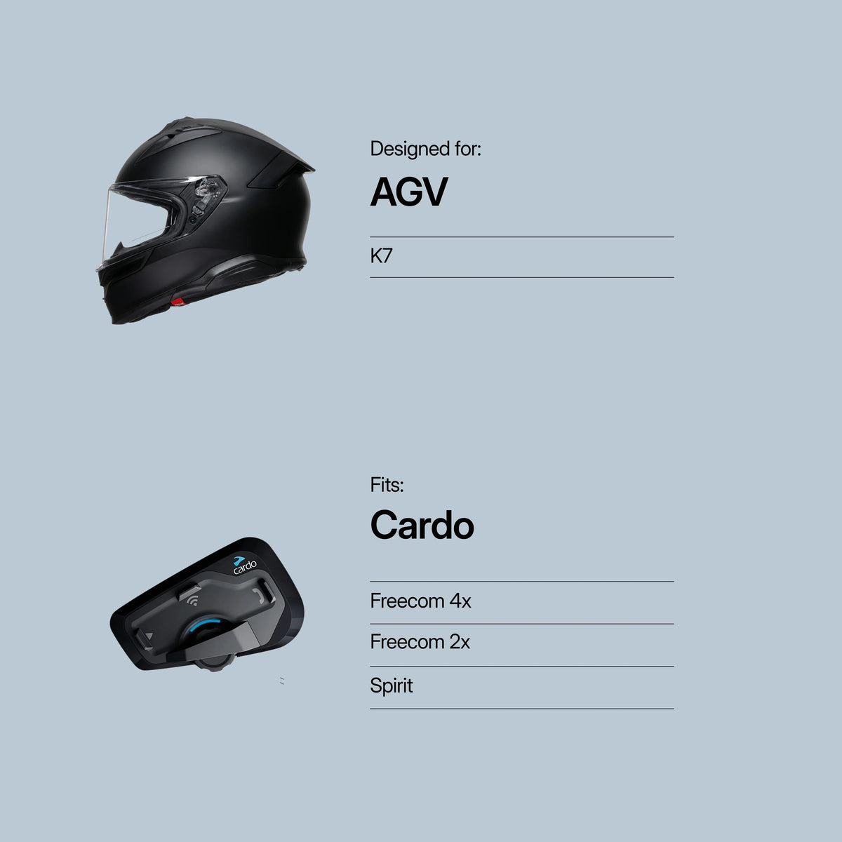 Tubs Jackson AGV K7, Tourmodular To Cardo Freecom / Spirit FREE UK Delivery, FREE 365 Day Returns | Moto Central