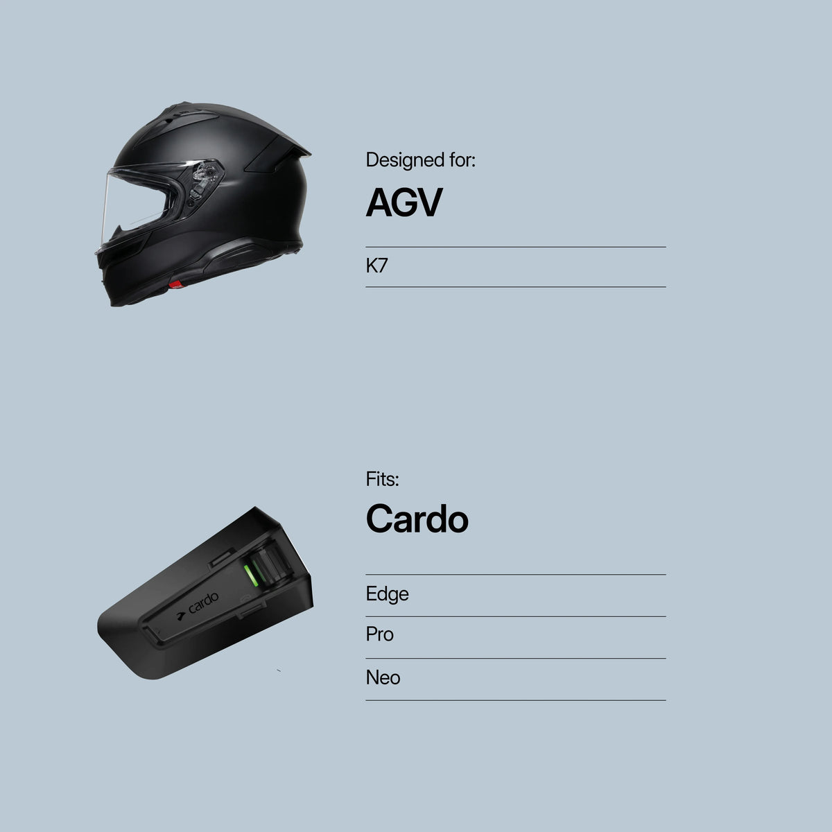 Tubs Jackson AGV K7, Tourmodular To Cardo Edge / Neo / Pro FREE UK Delivery, FREE 365 Day Returns | Moto Central