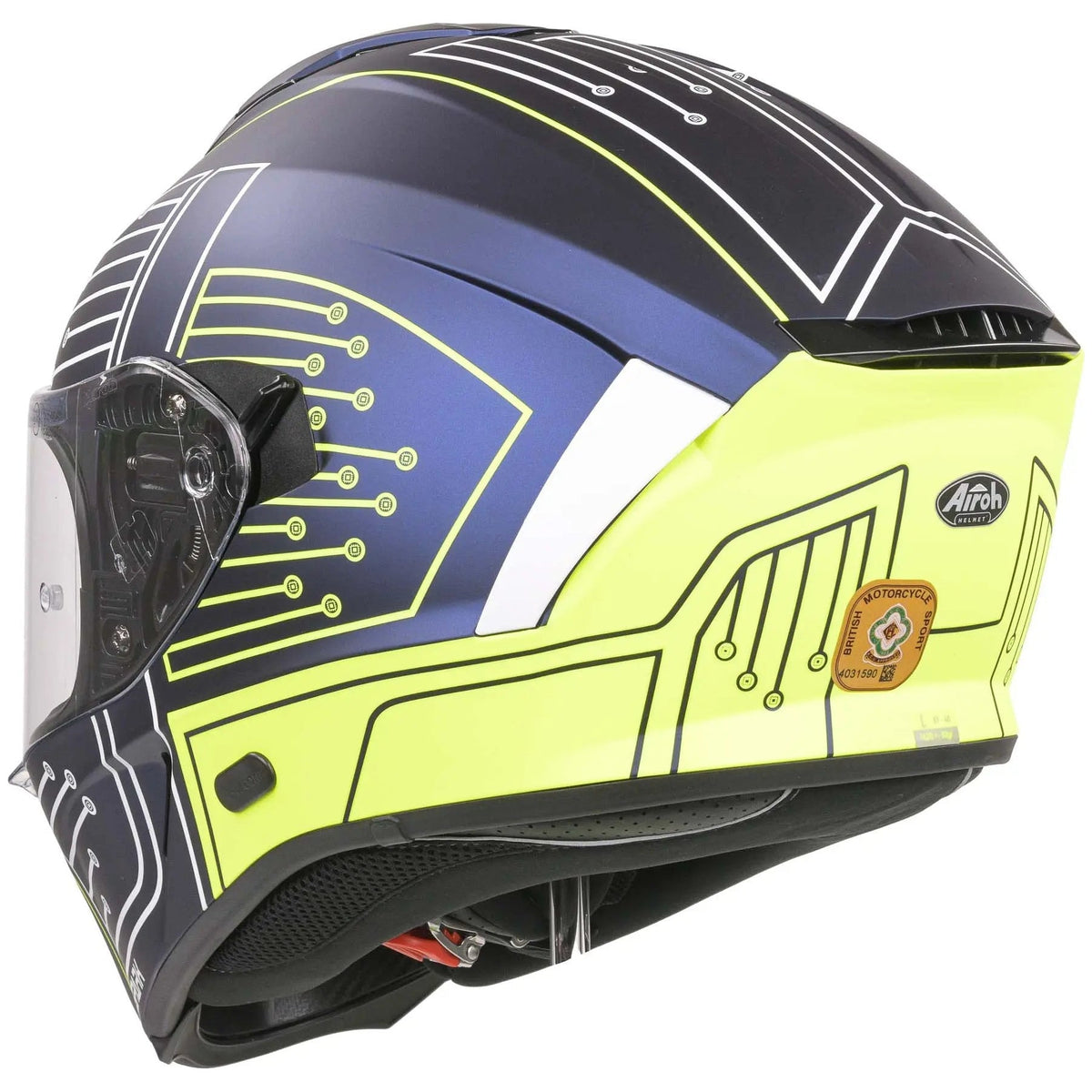 Airoh Spark Flow Full Face Helmet Fluo Yellow / Matt Blue Circuit - FREE UK Shipping, FREE 365 Day Returns | Moto Central