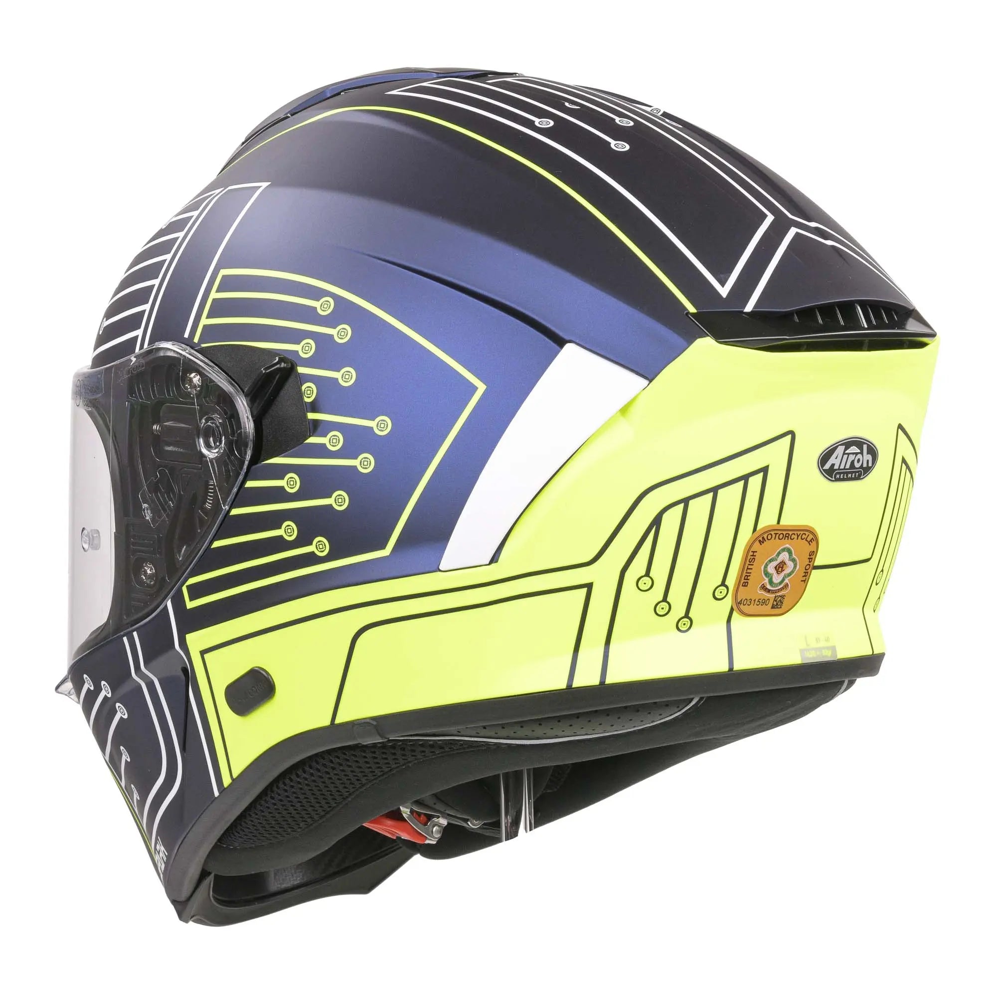 Airoh Spark Flow Full Face Helmet Fluo Yellow / Matt Blue Circuit - FREE UK Shipping, FREE 365 Day Returns | Moto Central