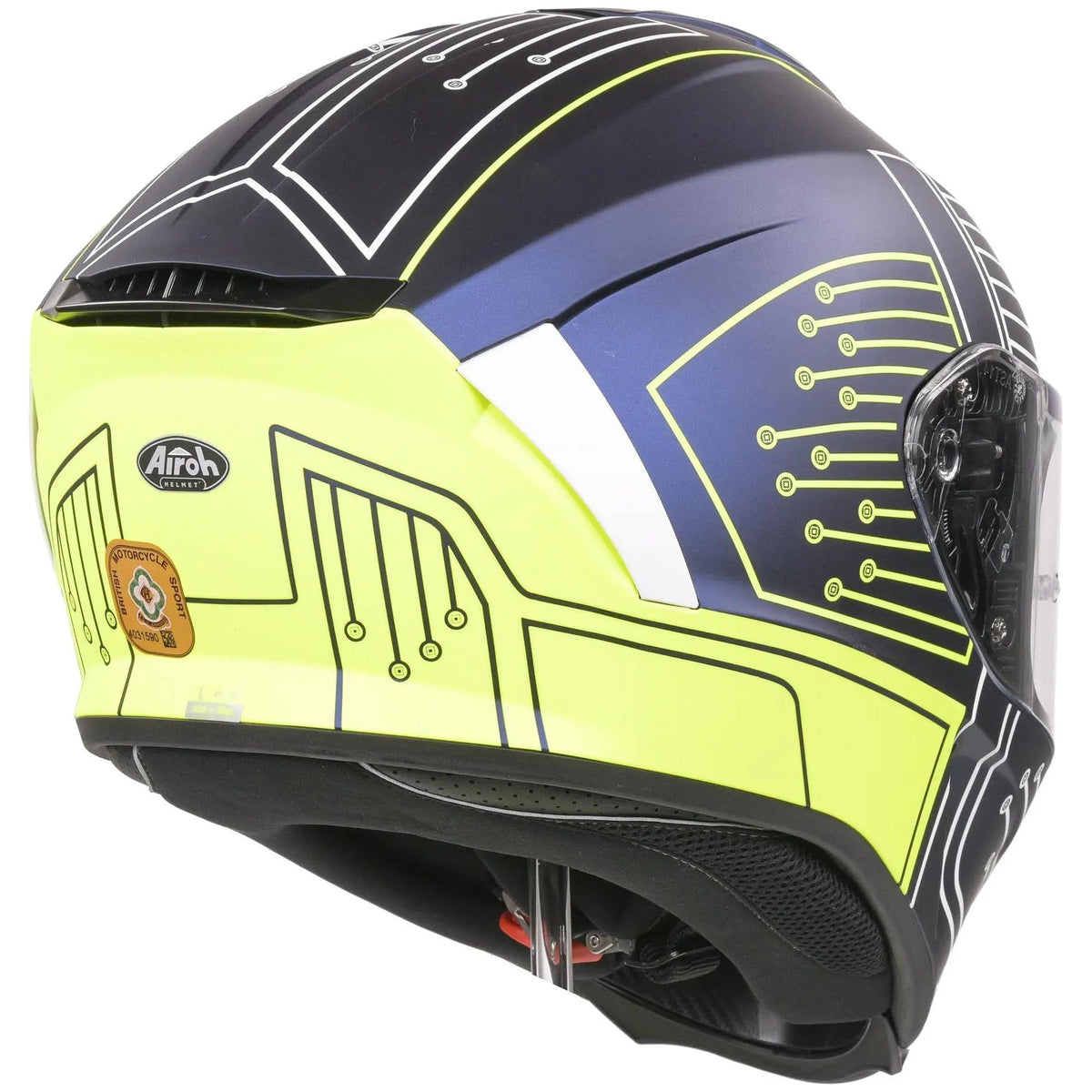Airoh Spark Flow Full Face Helmet Fluo Yellow / Matt Blue Circuit - FREE UK Shipping, FREE 365 Day Returns | Moto Central