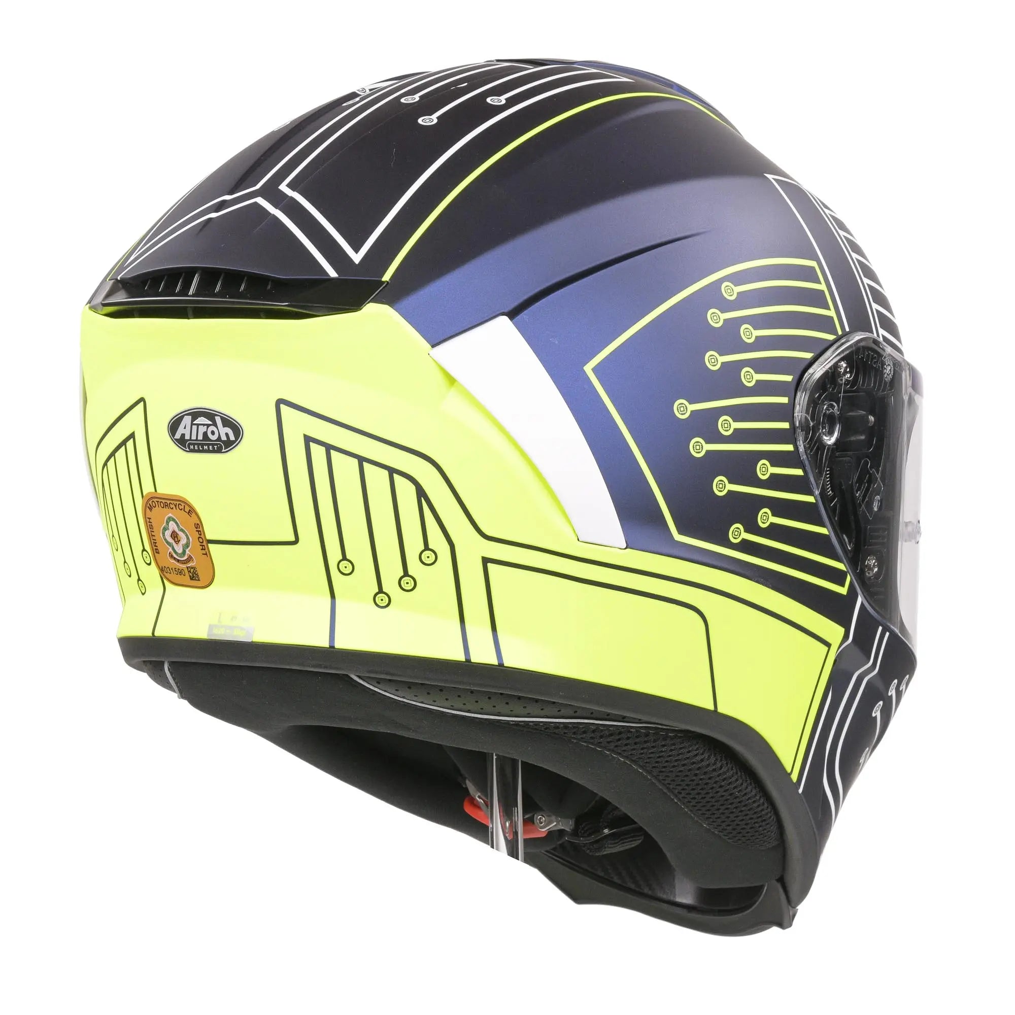 Airoh Spark Flow Full Face Helmet Fluo Yellow / Matt Blue Circuit - FREE UK Shipping, FREE 365 Day Returns | Moto Central