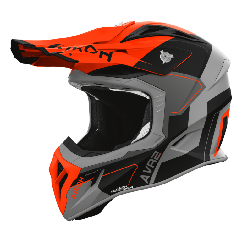 Airoh Aviator Ace 2 Matt Orange motocross motorcycle helmet, left-side view