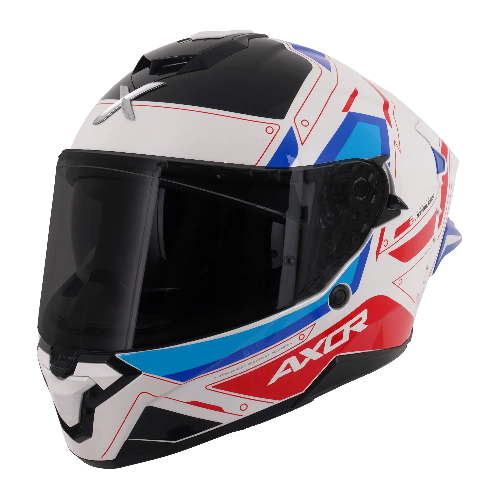 Axor Brutale With Dual Spoiler Ryden White / Red / Blue FREE UK Delivery, FREE 365 Day Returns | Moto Central