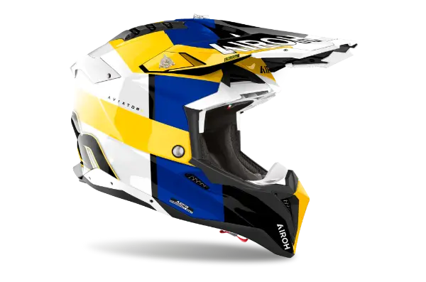 Airoh Aviator 3 Monarch Blue / Yellow - FREE UK Shipping, FREE 365 Day Returns | Moto Central